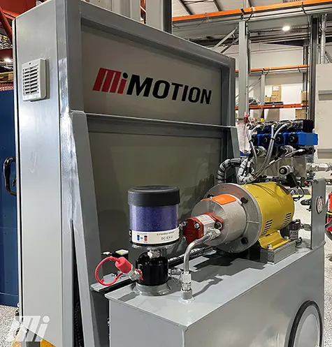 This hydraulic power unit is equipped with a clean fill/sample adapter. This adapter enables maintenance personnel to fill or sample the oil through a closed coupled connection. Image courtesy of Motion.