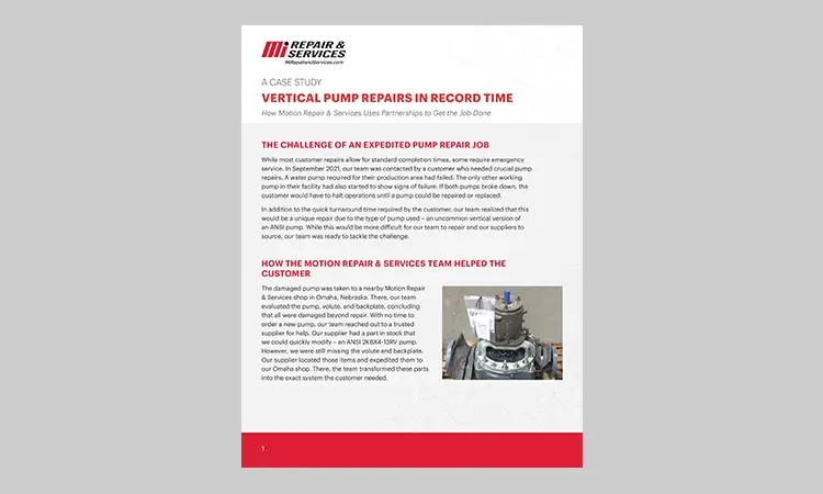 Motion Repair & Services | Vertical Pump Case Study - Motion Repair ...